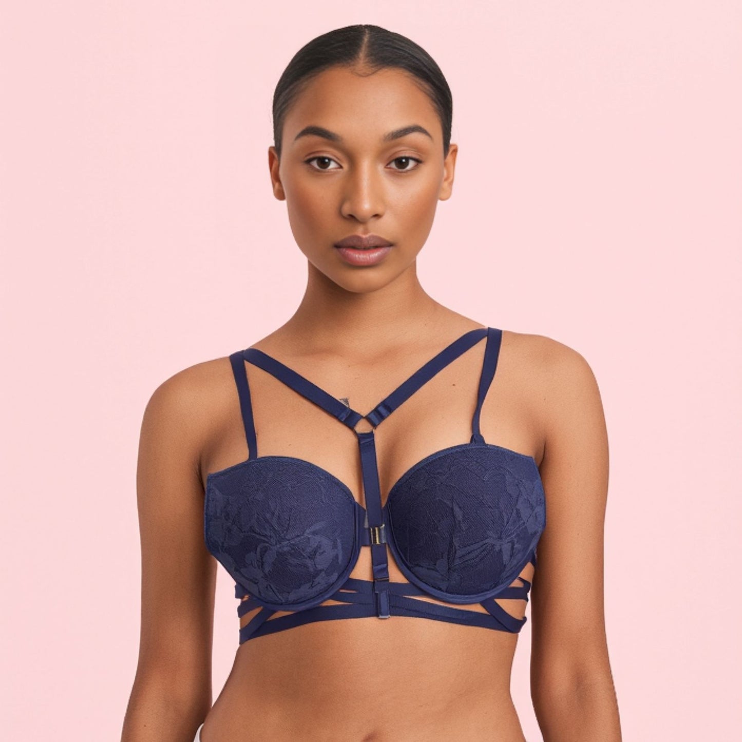 Black Padded Front Open Very Sexy Push Up Bra Panty Set