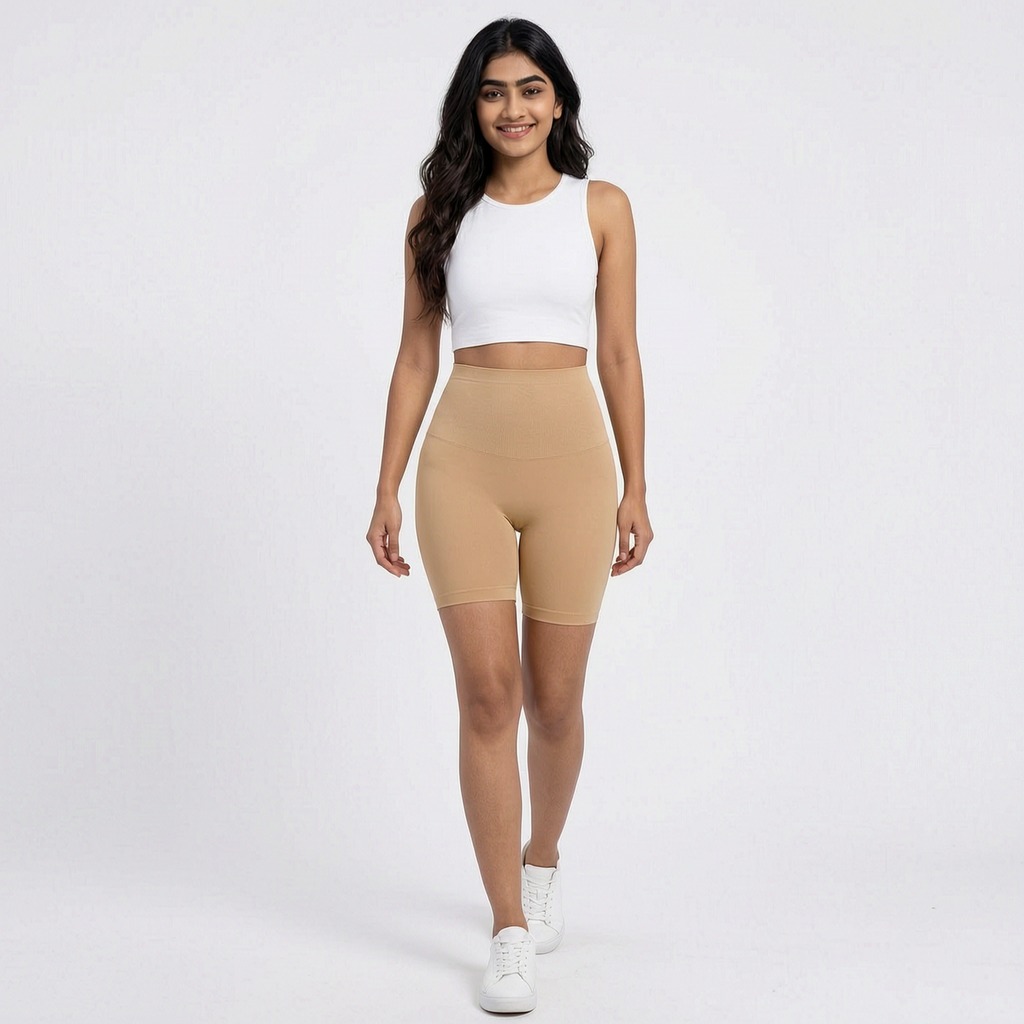 High-Waisted Mid-Thigh Shapewear Shorts